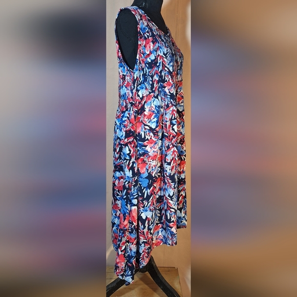CROFT & BARROW High Low Floral Dress - Red, White, and Blue - Picture 2 of 7